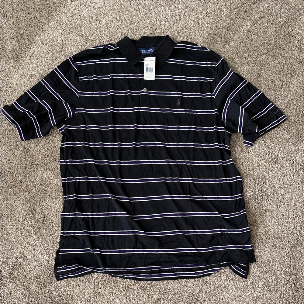 NWT Ralph Lauren Black and White Striped Polo Shirt